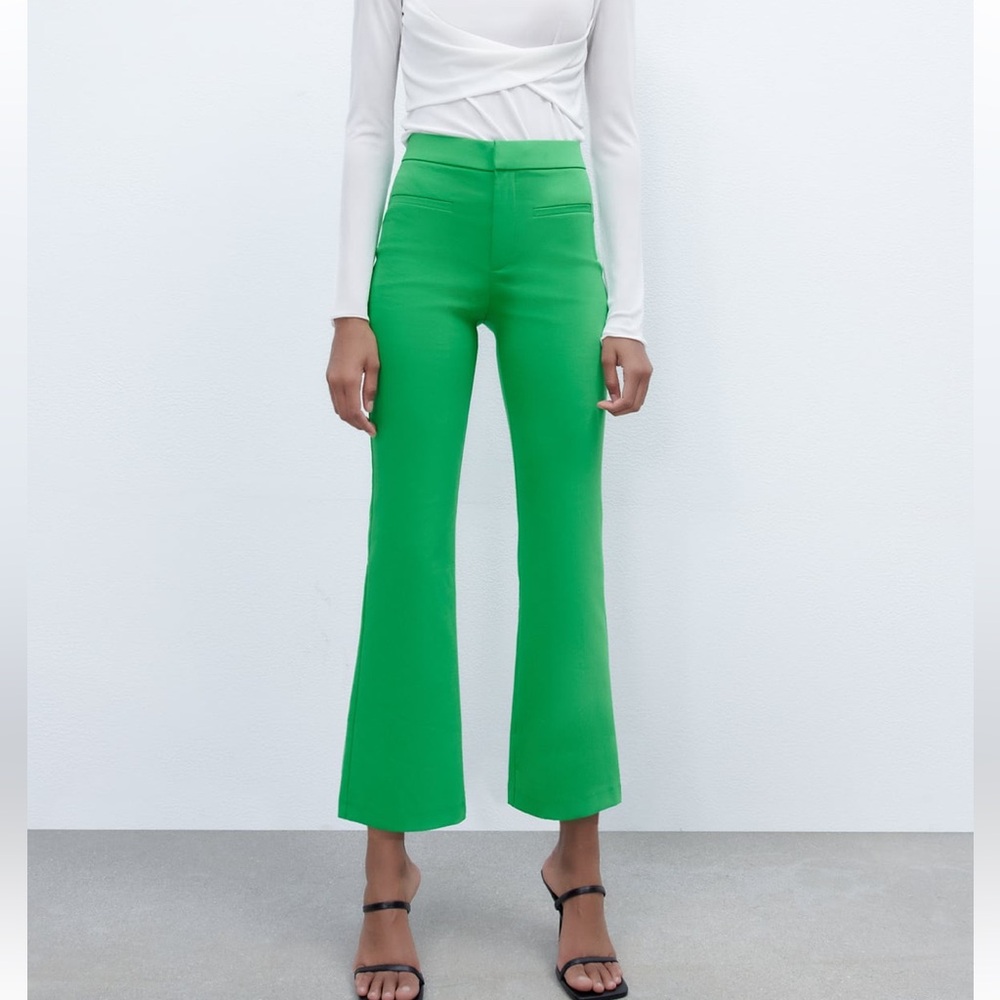 Zara Mini Flare Pant in Green